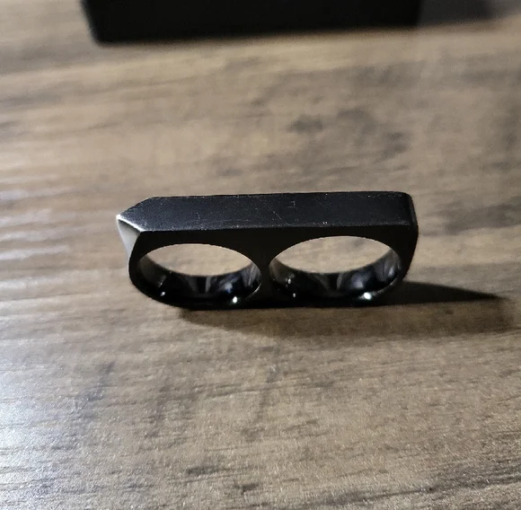 VITALY -  Black Double Finger Ring SIZE 8 And 9 - Picture 3 of 9